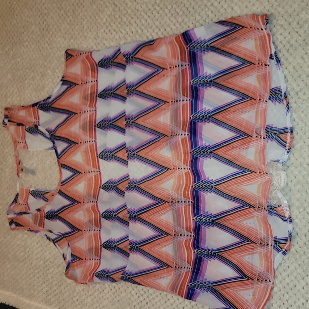 ⭐ 3 for $15 Pretty sleeveless blouse with lace detail